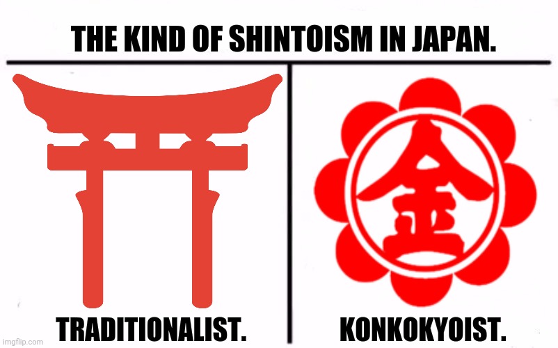 Who Would Win Blank | THE KIND OF SHINTOISM IN JAPAN. TRADITIONALIST.                  KONKOKYOIST. | image tagged in memes,weebs,religions | made w/ Imgflip meme maker