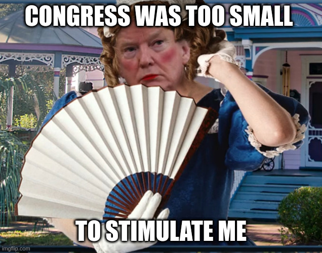 Southern Belle Trumpette | CONGRESS WAS TOO SMALL; TO STIMULATE ME | image tagged in southern belle trumpette | made w/ Imgflip meme maker