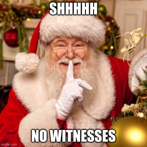 santa | SHHHHH; NO WITNESSES | image tagged in santa | made w/ Imgflip meme maker
