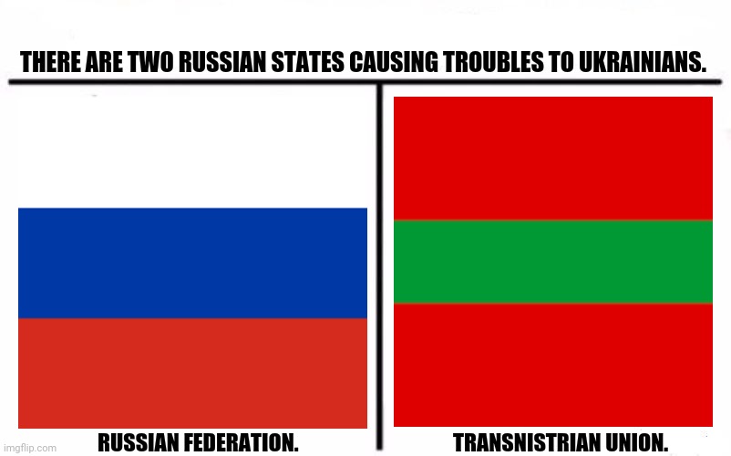 Who Would Win Blank | THERE ARE TWO RUSSIAN STATES CAUSING TROUBLES TO UKRAINIANS. RUSSIAN FEDERATION.                                     TRANSNISTRIAN UNION. | image tagged in memes,politics,russian collusion | made w/ Imgflip meme maker