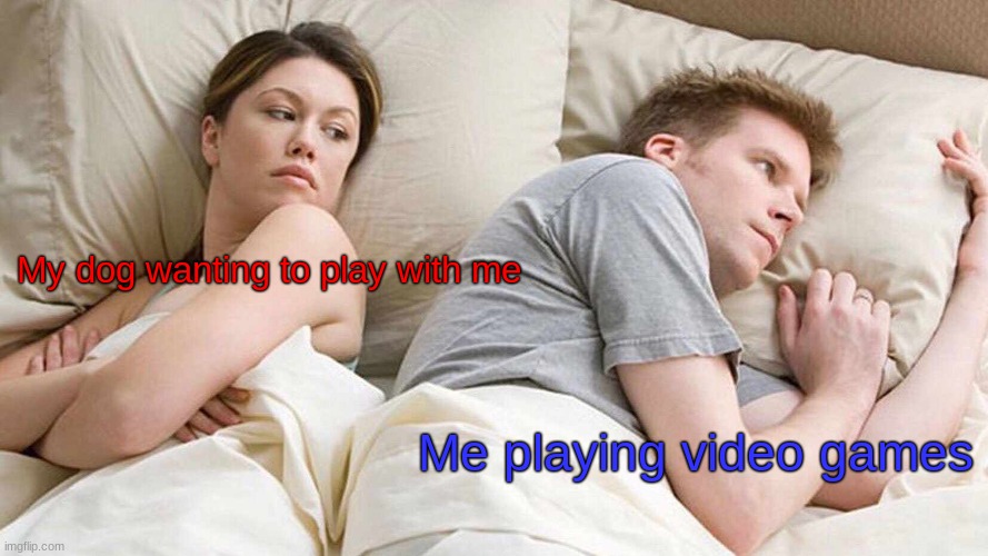 My dog vs. Me playing video games | My dog wanting to play with me; Me playing video games | image tagged in memes,i bet he's thinking about other women,dog,gaming | made w/ Imgflip meme maker
