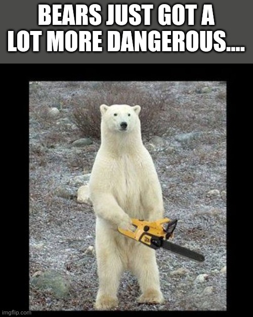 Chainsaw Bear | BEARS JUST GOT A LOT MORE DANGEROUS.... | image tagged in memes,chainsaw bear | made w/ Imgflip meme maker