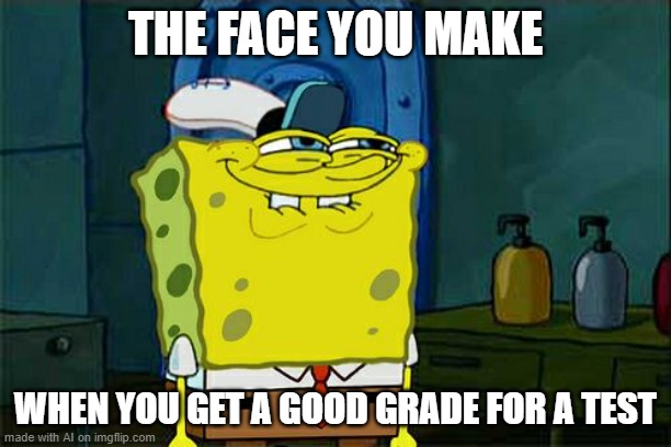 success | THE FACE YOU MAKE; WHEN YOU GET A GOOD GRADE FOR A TEST | image tagged in memes,don't you squidward | made w/ Imgflip meme maker