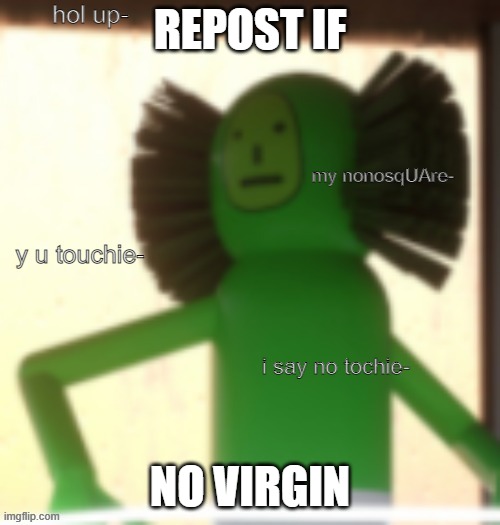 no tochies 4 u | REPOST IF; NO VIRGIN | image tagged in no tochies 4 u | made w/ Imgflip meme maker