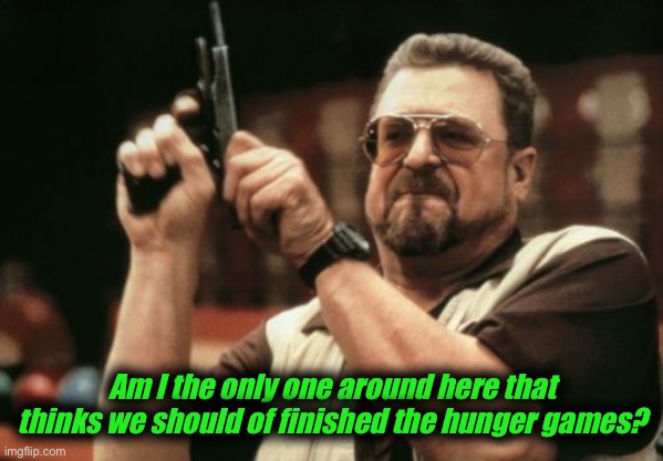 Was a neat idea | Am I the only one around here that thinks we should of finished the hunger games? | image tagged in memes,am i the only one around here | made w/ Imgflip meme maker