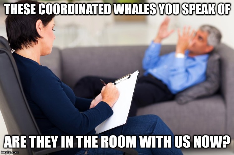 These X Are they in the room with us right now? | THESE COORDINATED WHALES YOU SPEAK OF; ARE THEY IN THE ROOM WITH US NOW? | image tagged in these x are they in the room with us right now | made w/ Imgflip meme maker