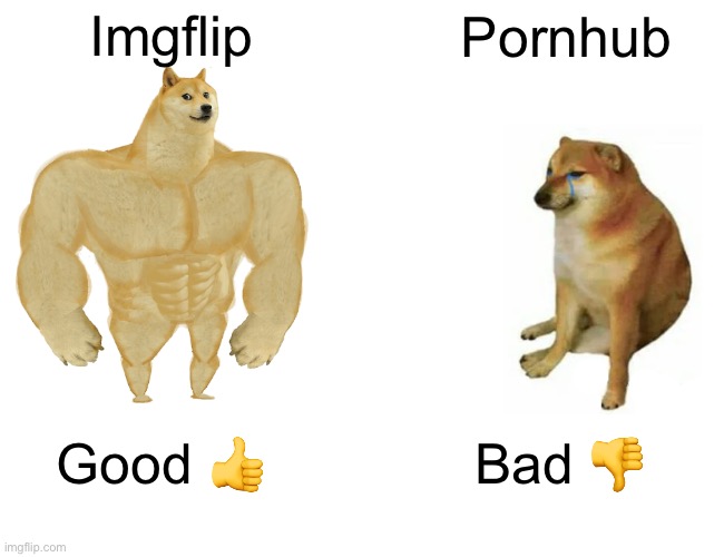 Buff Doge vs. Cheems Meme | Imgflip Pornhub Good ? Bad ? | image tagged in memes,buff doge vs cheems | made w/ Imgflip meme maker