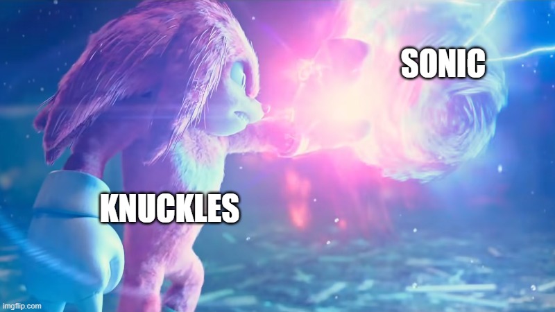 Knuckles Stops Sonic | SONIC; KNUCKLES | image tagged in knuckles stops sonic | made w/ Imgflip meme maker