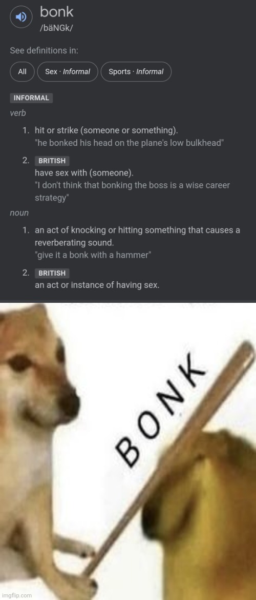 Bonk definition | image tagged in bonk definition | made w/ Imgflip meme maker