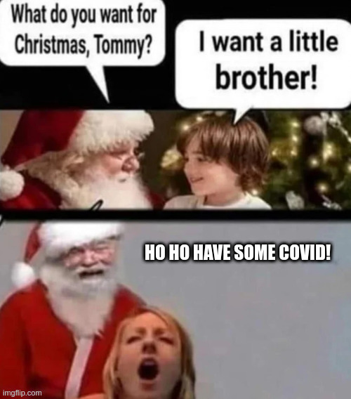 that santa is nasty | HO HO HAVE SOME COVID! | image tagged in germs,santa | made w/ Imgflip meme maker