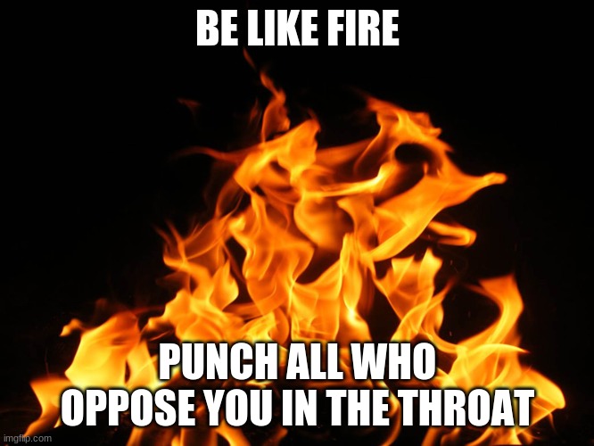 Flames | BE LIKE FIRE; PUNCH ALL WHO OPPOSE YOU IN THE THROAT | image tagged in flames | made w/ Imgflip meme maker