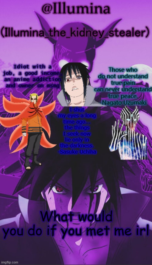 Illumina high effort temp | What would you do if you met me irl | image tagged in illumina high effort temp | made w/ Imgflip meme maker