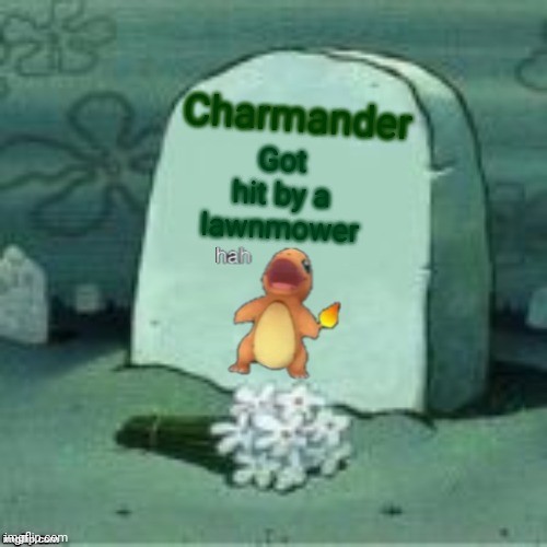 Here Lies X | Got hit by a lawnmower Charmander | image tagged in here lies x | made w/ Imgflip meme maker