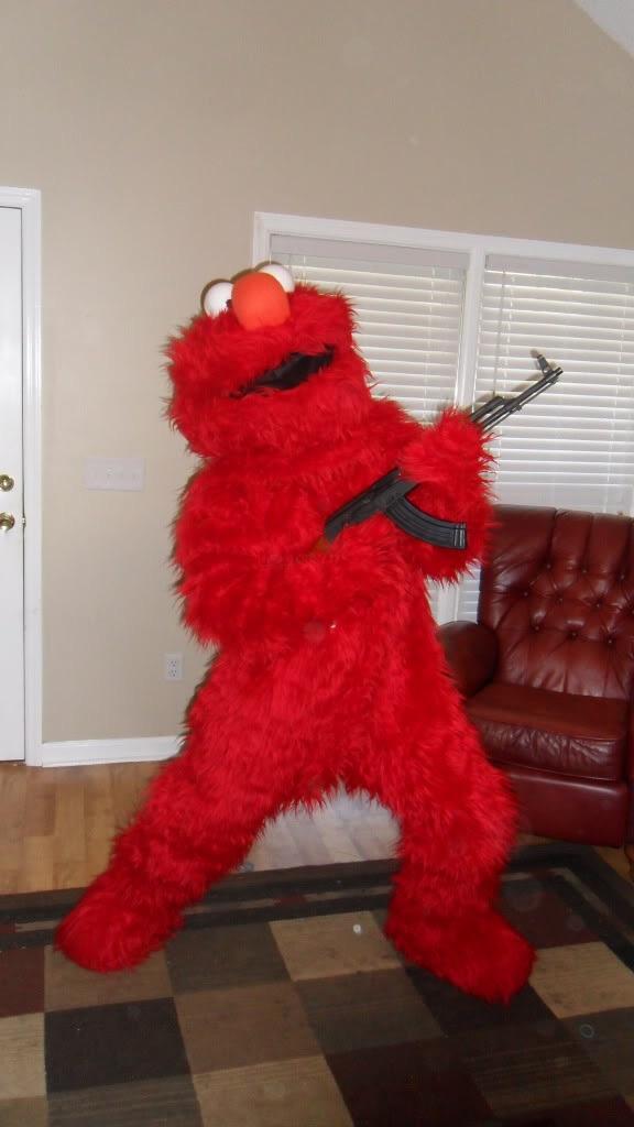 High Quality Russian Elmo holding AK and IP Address Blank Meme Template