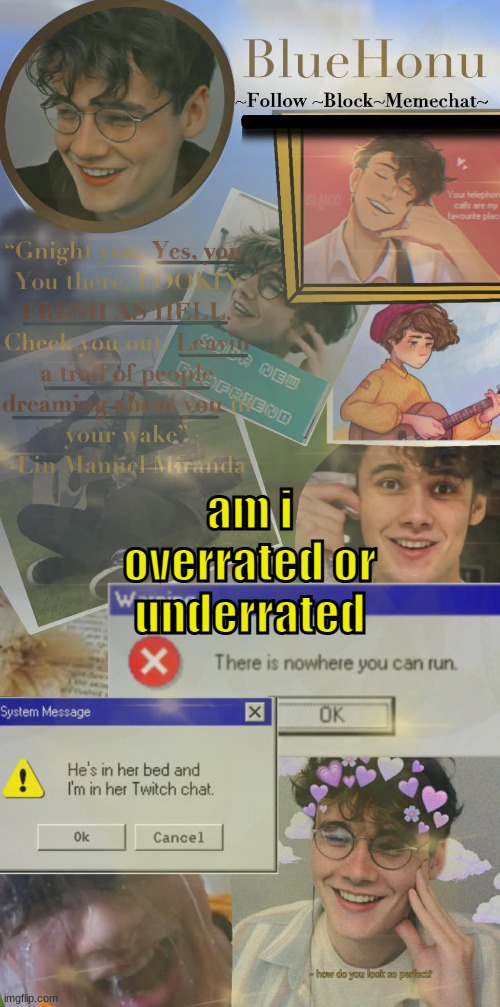 honu's  soft wilbur soot temp | am i overrated or underrated | image tagged in honu's soft wilbur soot temp | made w/ Imgflip meme maker