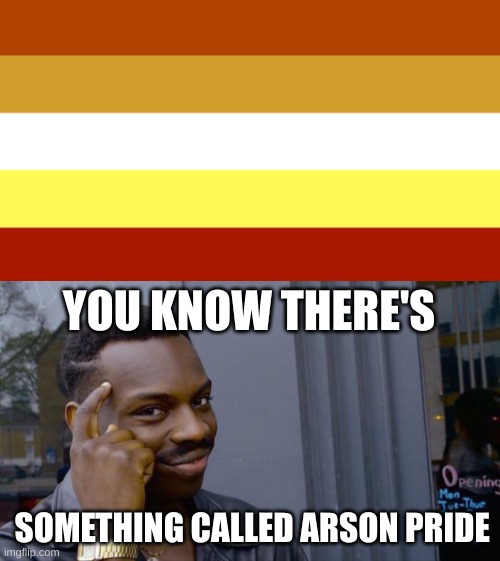 YOU KNOW THERE'S SOMETHING CALLED ARSON PRIDE | image tagged in memes,roll safe think about it | made w/ Imgflip meme maker