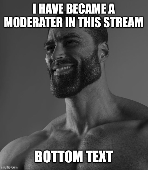 Yes | I HAVE BECAME A MODERATER IN THIS STREAM; BOTTOM TEXT | image tagged in giga chad | made w/ Imgflip meme maker