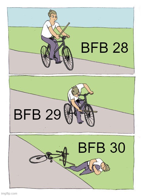 How BFB Ends | BFB 28; BFB 29; BFB 30 | image tagged in memes,bike fall,funny,bfdi,bfb,tpot | made w/ Imgflip meme maker