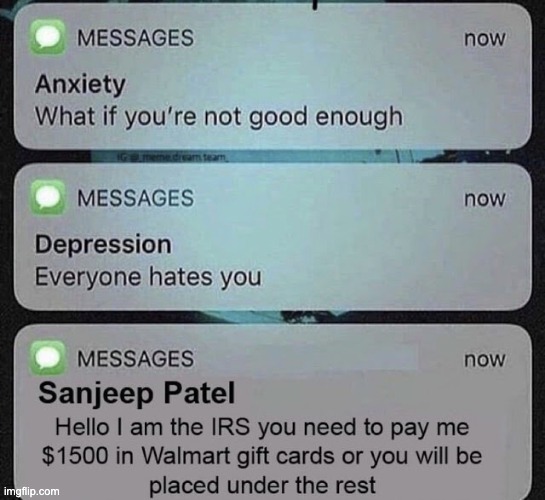 Messages from your inner self | image tagged in memes,unfunny | made w/ Imgflip meme maker