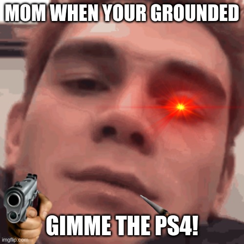 ha | MOM WHEN YOUR GROUNDED; GIMME THE PS4! | image tagged in funny memes | made w/ Imgflip meme maker