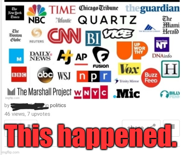 MainStream Media is GUILTY. | This happened. | image tagged in mainstream media is guilty | made w/ Imgflip meme maker