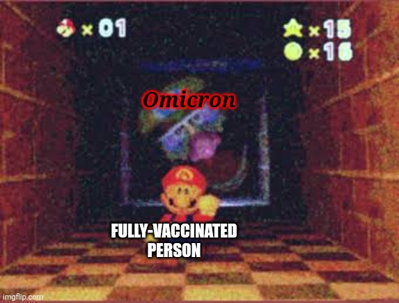 Omicron Apparition | Omicron; FULLY-VACCINATED PERSON | image tagged in wario apparition,omicron,coronavirus,covid-19,vaccines,memes | made w/ Imgflip meme maker