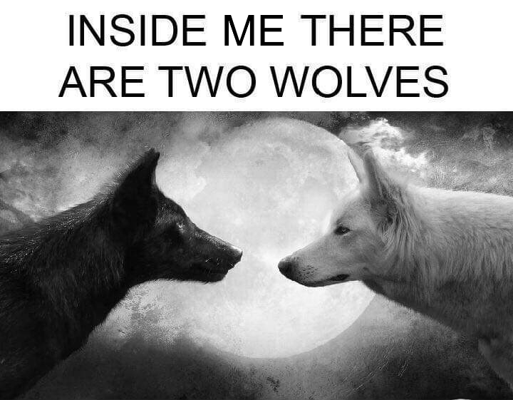 High Quality Inside me there are two wolves Blank Meme Template