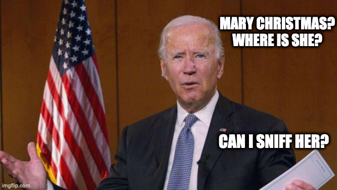 Confused Joe | MARY CHRISTMAS?
WHERE IS SHE? CAN I SNIFF HER? | image tagged in confused joe | made w/ Imgflip meme maker