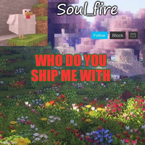 Soul_fires minecraft temp ty yachi | WHO DO YOU SHIP ME WITH | image tagged in soul_fires minecraft temp ty yachi | made w/ Imgflip meme maker