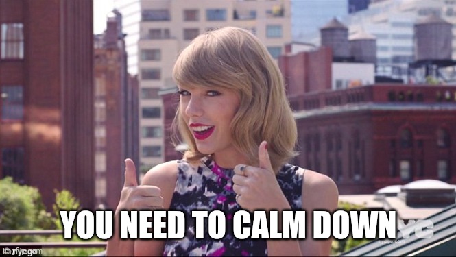 Taylor Swift Thumbs Up | YOU NEED TO CALM DOWN | image tagged in taylor swift thumbs up | made w/ Imgflip meme maker