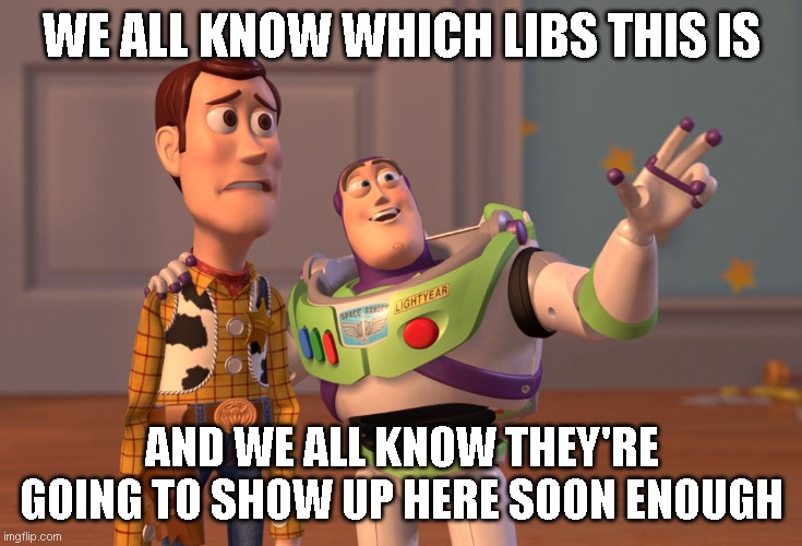 X, X Everywhere Meme | WE ALL KNOW WHICH LIBS THIS IS AND WE ALL KNOW THEY'RE GOING TO SHOW UP HERE SOON ENOUGH | image tagged in memes,x x everywhere | made w/ Imgflip meme maker