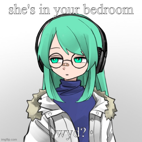 her name is hinada | she's in your bedroom; wyd? | made w/ Imgflip meme maker