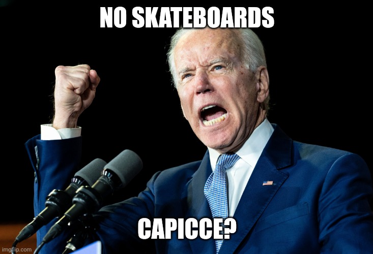 Joe Biden - Nap Times for EVERYONE! | NO SKATEBOARDS CAPICCE? | image tagged in joe biden - nap times for everyone | made w/ Imgflip meme maker