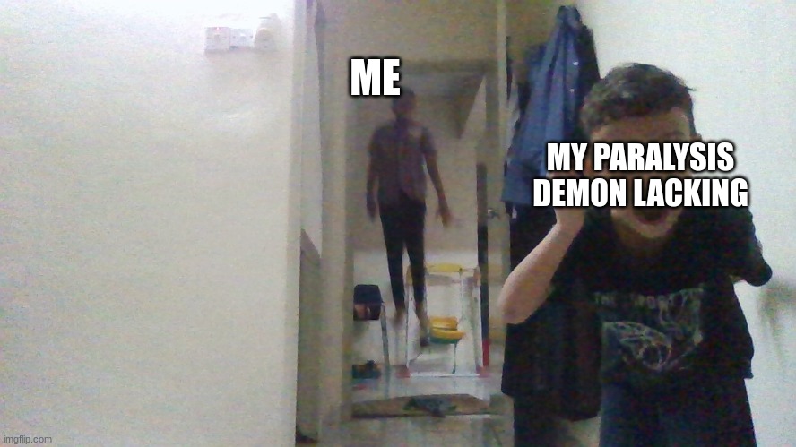 Ye it's true | ME; MY PARALYSIS DEMON LACKING | image tagged in i tried the meme template myself with my bro,fun | made w/ Imgflip meme maker