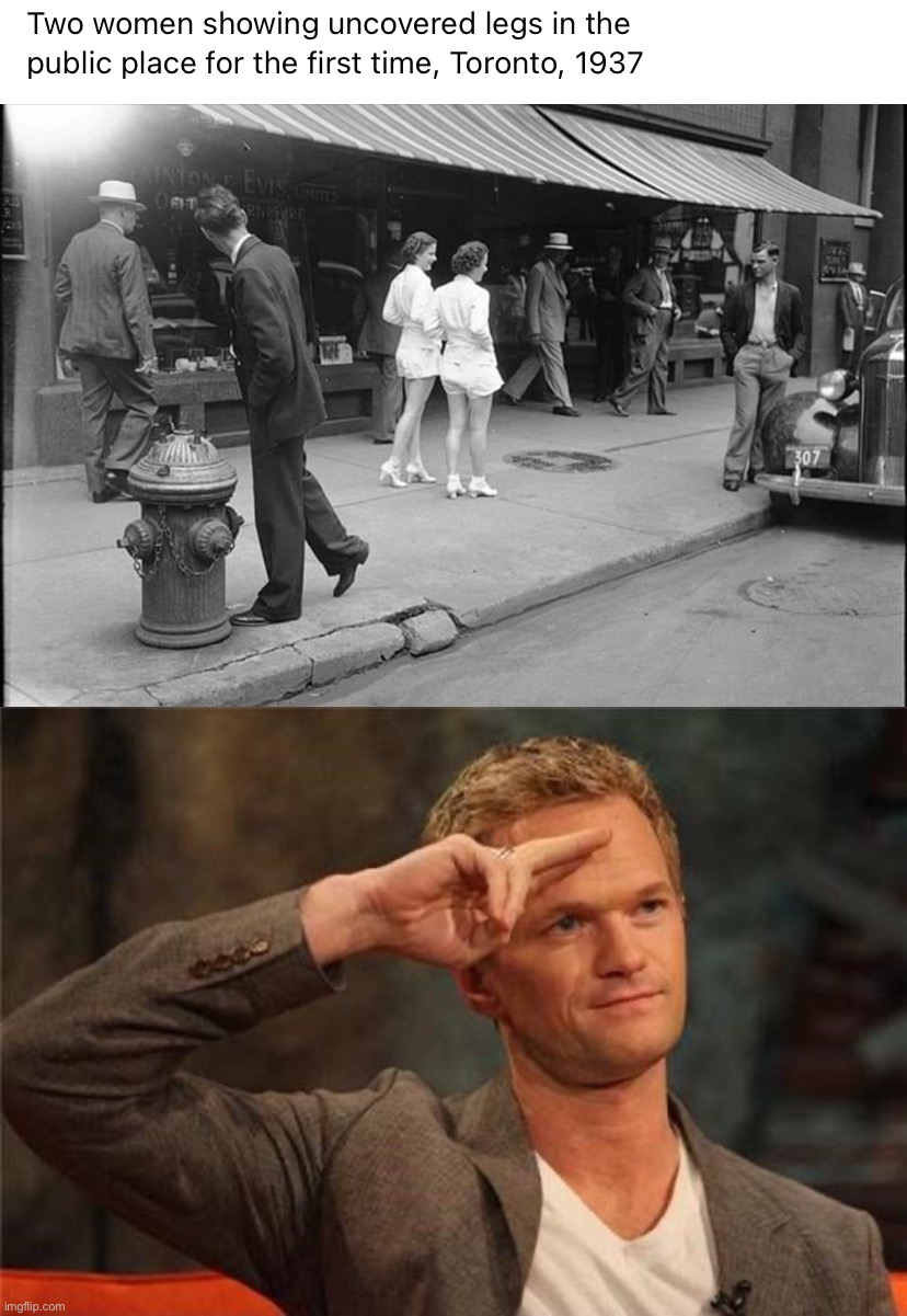 The history of the l e g | image tagged in uncovered legs,barney stinson salute,the,history,of,the leg | made w/ Imgflip meme maker