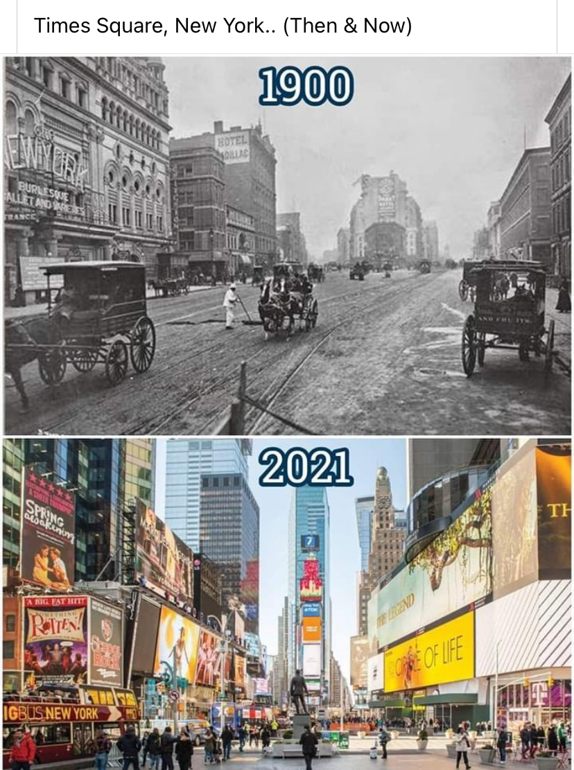 Times Square then and now Blank Meme Template