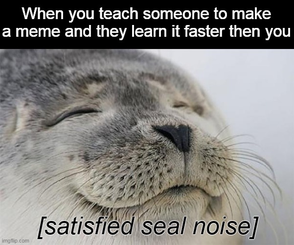 I'm a teacher today | When you teach someone to make a meme and they learn it faster then you; [satisfied seal noise] | image tagged in memes,satisfied seal | made w/ Imgflip meme maker