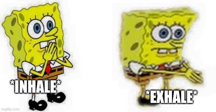 spongebob breathes in  | *EXHALE*; *INHALE* | image tagged in spongebob breathes in | made w/ Imgflip meme maker