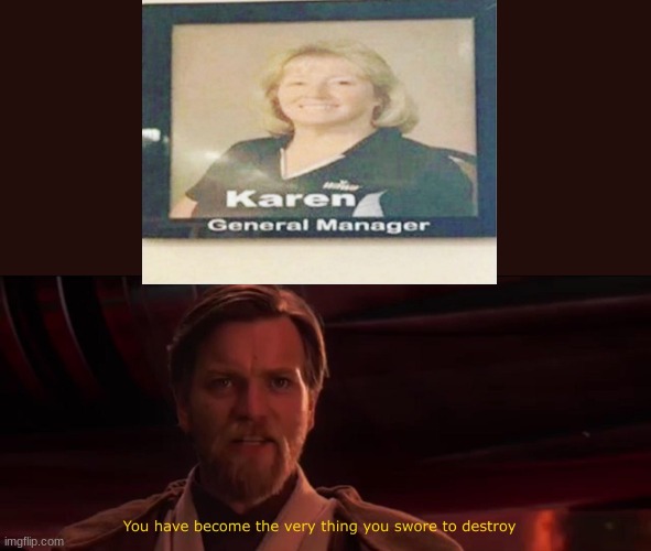 karens r us | image tagged in you have become the very thing you swore to destroy | made w/ Imgflip meme maker