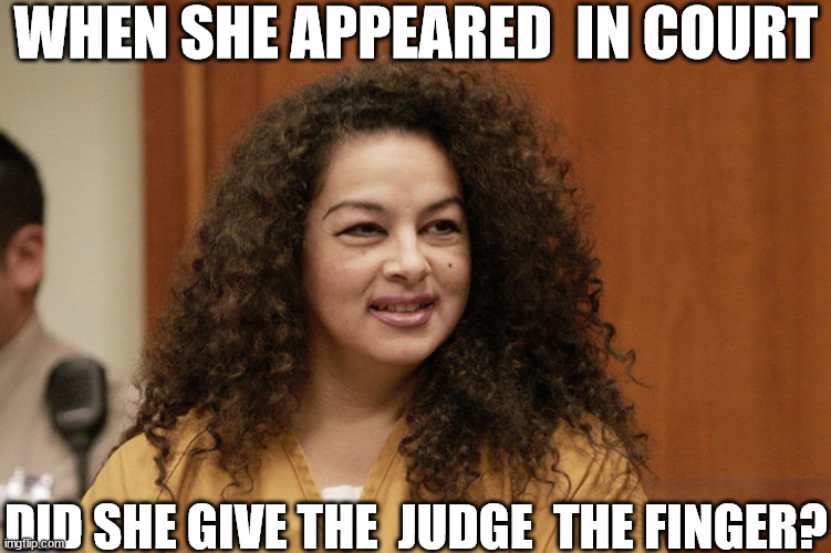 WHEN SHE APPEARED  IN COURT DID SHE GIVE THE  JUDGE  THE FINGER? | made w/ Imgflip meme maker