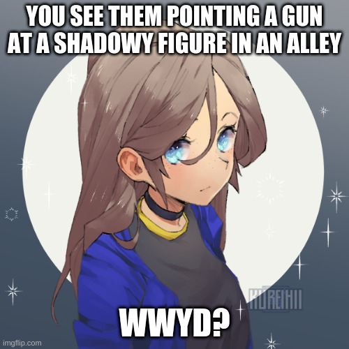 RP |  YOU SEE THEM POINTING A GUN AT A SHADOWY FIGURE IN AN ALLEY; WWYD? | image tagged in rp | made w/ Imgflip meme maker