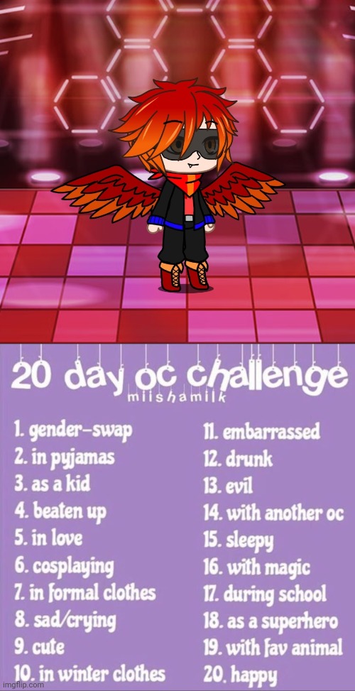 Doin the whole challenge today (His name is Phoenix) | image tagged in 20 day oc challenge | made w/ Imgflip meme maker