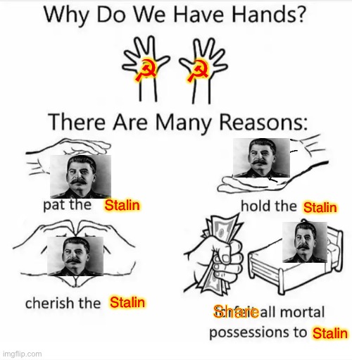 Why do we have hands? (all blank) | ☭; ☭; Stalin; Stalin; Stalin; Share; Stalin | image tagged in why do we have hands all blank | made w/ Imgflip meme maker