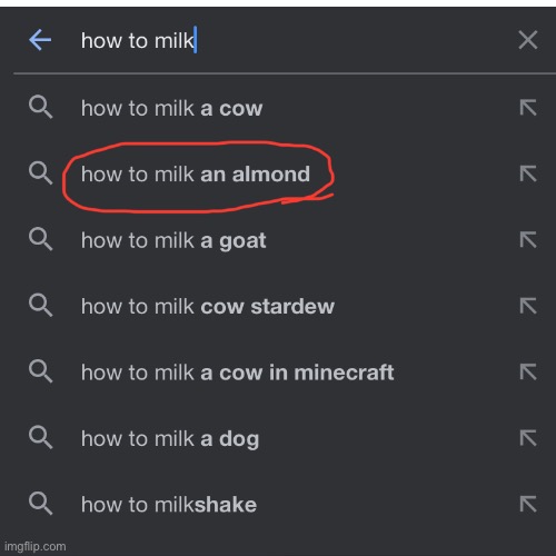 Saw this on Google. I guess that’s how to get almond milk. | image tagged in memes | made w/ Imgflip meme maker