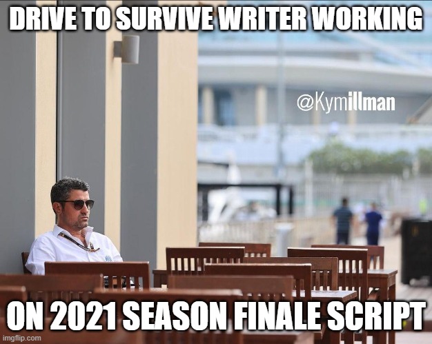 Michael Masi | DRIVE TO SURVIVE WRITER WORKING; ON 2021 SEASON FINALE SCRIPT | image tagged in michael masi | made w/ Imgflip meme maker