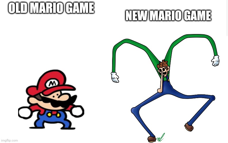 Umm what happened to our new Mario game? | NEW MARIO GAME; OLD MARIO GAME | image tagged in blank meme template,super mario bros | made w/ Imgflip meme maker