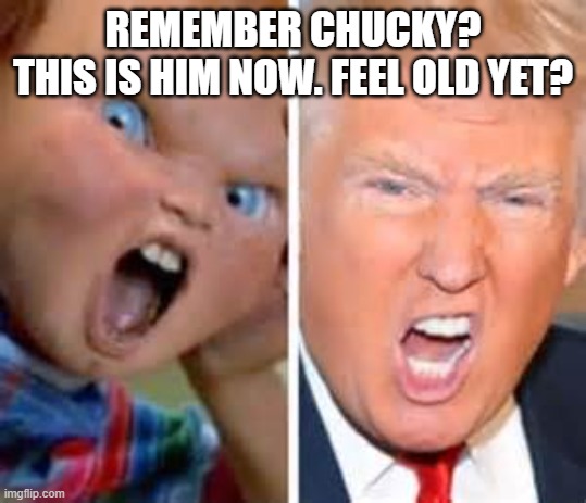 Chuckie Trump | REMEMBER CHUCKY?
THIS IS HIM NOW. FEEL OLD YET? | image tagged in chuckie trump | made w/ Imgflip meme maker