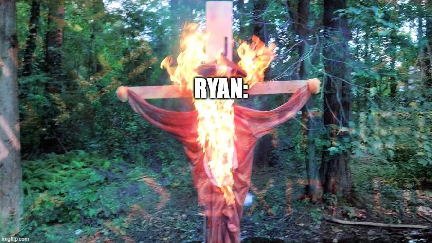 Furry burning | RYAN: | image tagged in furry burning | made w/ Imgflip meme maker