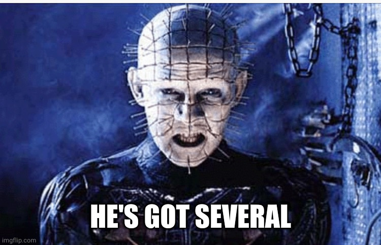 Hellraiser | HE'S GOT SEVERAL | image tagged in hellraiser | made w/ Imgflip meme maker