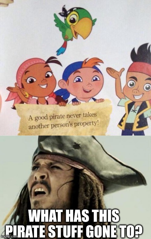 Neverland pirates is one of my childhood shows and I hated this quote so much from it | WHAT HAS THIS PIRATE STUFF GONE TO? | image tagged in good pirate meme,confused dafuq jack sparrow what | made w/ Imgflip meme maker